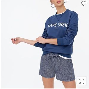 Striped linen-blend drawstring short